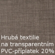 Hrubá textilie sami tmavá šedá na transparentním PVC, příplatek 20 %